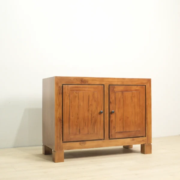 bufet 2 pintu kayu jati minimalis 100x70x45cm finishing natural gloss jepara