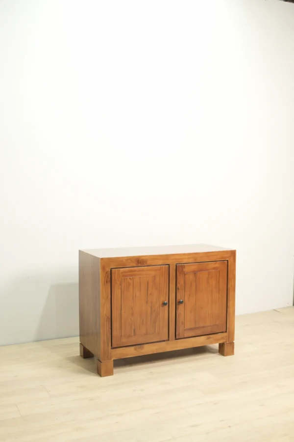 bufet 2 pintu kayu jati minimalis 100x70x45cm finishing natural gloss jepara