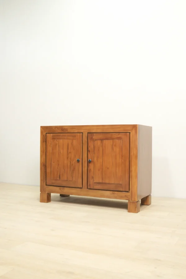 bufet 2 pintu kayu jati minimalis 100x70x45cm finishing natural gloss jepara