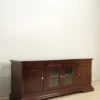 bufet tv kayu jati klasik 4 pintu ukuran 165x70x45cm finishing salak brown gloss jepara