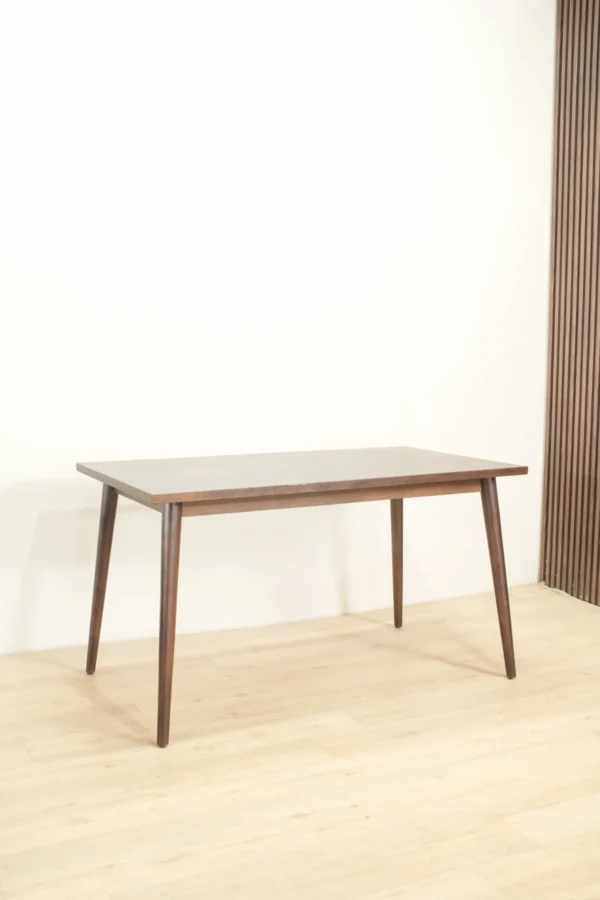 meja makan kayu jati minimalis scandinavian 140cm finishing salak brown jepara