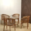 set kursi teras betawi kayu jati 4 kursi barrel dengan meja bulat jepara