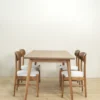 set meja makan kayu jati minimalis scandinavian 4 kursi dudukan busa 160x80cm finishing walnut doff jepara
