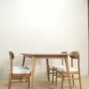 set meja makan kayu jati minimalis scandinavian 4 kursi dudukan busa 160x80cm finishing walnut doff jepara