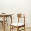 set meja makan kayu jati minimalis scandinavian 4 kursi dudukan busa 160x80cm finishing walnut doff jepara