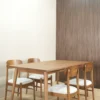 set meja makan kayu jati minimalis scandinavian 4 kursi dudukan busa 160x80cm finishing walnut doff jepara