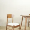 set meja makan kayu jati minimalis scandinavian 4 kursi dudukan busa 160x80cm finishing walnut doff jepara