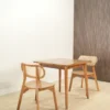 set meja makan kayu jati kombinasi rotan 2 kursi 80x80cm finishing natural gloss jepara