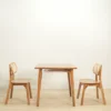 set meja makan kayu jati kombinasi rotan 2 kursi 80x80cm finishing natural gloss jepara