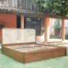 tempat tidur divan kayu jati kombinasi rotan minimalis scandinavian jepara