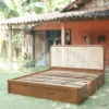 tempat tidur divan kayu jati kombinasi rotan minimalis scandinavian jepara