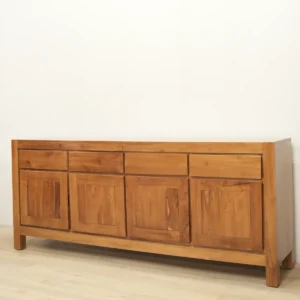 bufet 4 pintu 4 laci kayu jati minimalis 180x75x40cm finishing natural gloss jepara