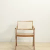 kursi chandigarh kayu jati kombinasi rotan finishing walnut doff