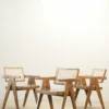 kursi chandigarh kayu jati kombinasi rotan finishing walnut doff