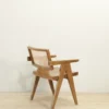 kursi chandigarh kayu jati kombinasi rotan finishing walnut doff