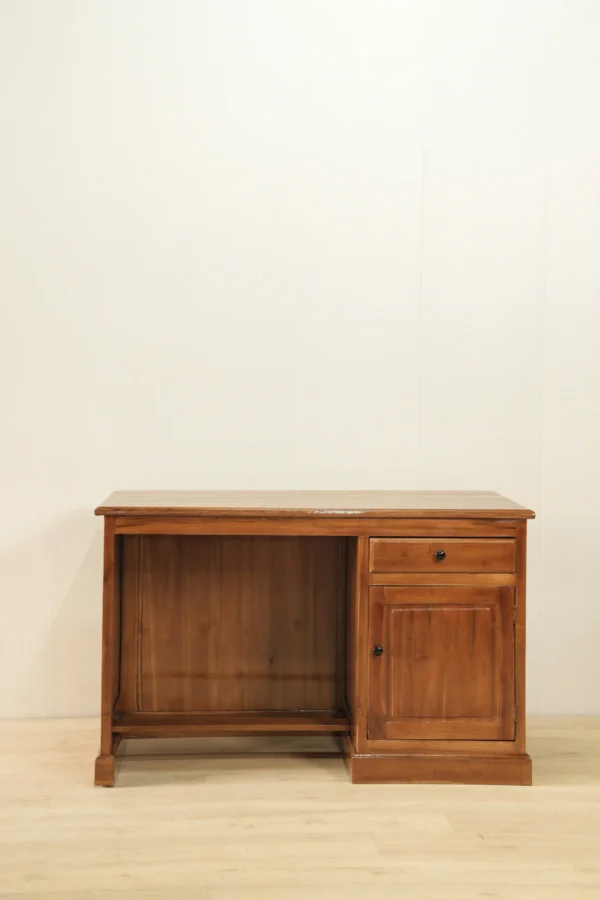 meja kerja kayu jati klasik 120x60x75cm finishing walnut jepara